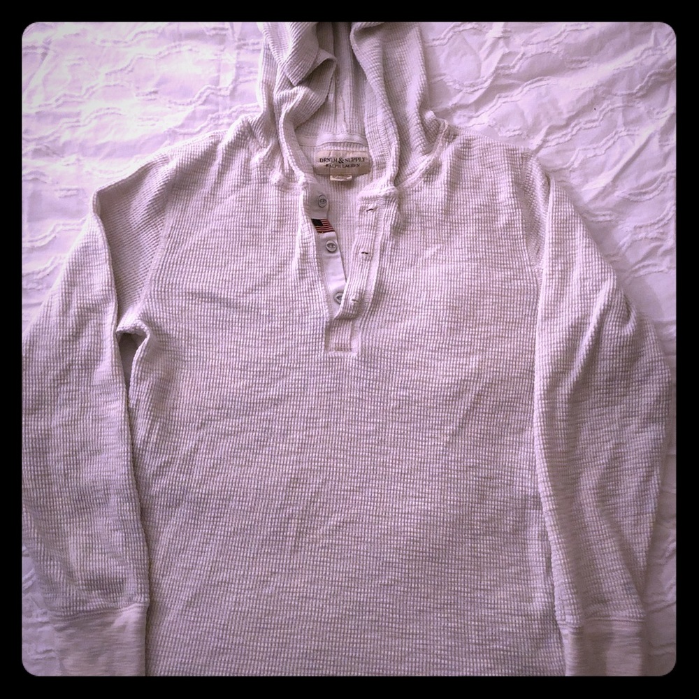 Denim & Supply Pull-Over Hoodie Shirt White Size M